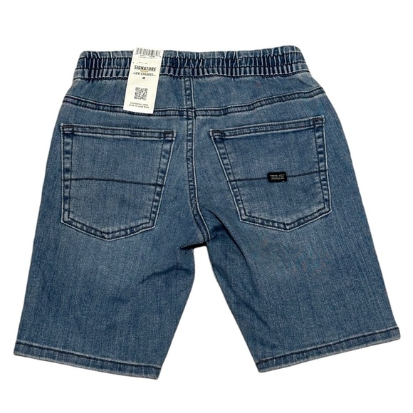 Levi’s Youth Medium 8 Shorts Denim Jeans Blue Drawstring Stretch Pull On NWT - Picture 4 of 10